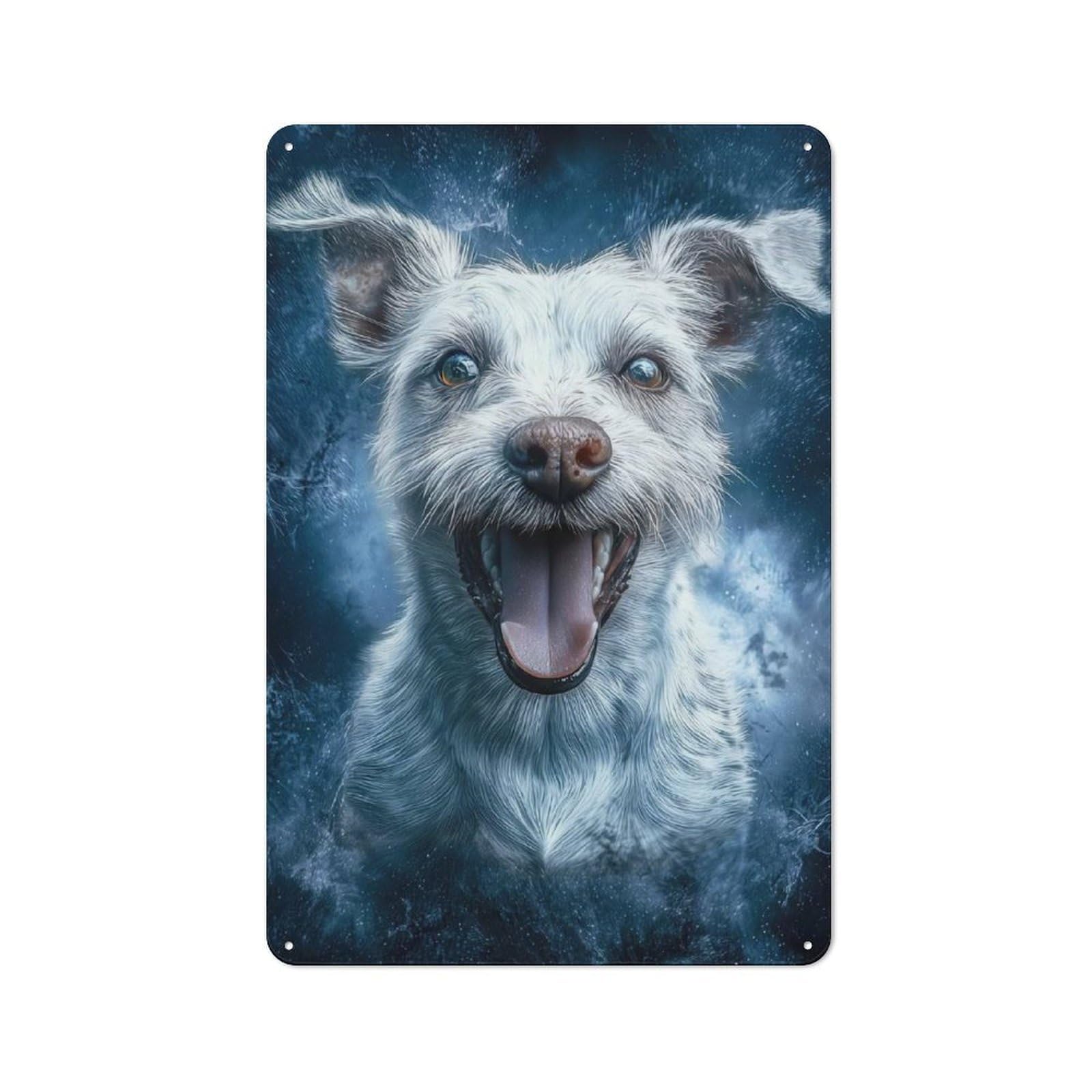 Vintage Smiling Jack Russell Terrier Retro Metal Sign 30x20cm, Vintage Wall Decor for Kitchen, Hallway, Bar Or Small Cafe