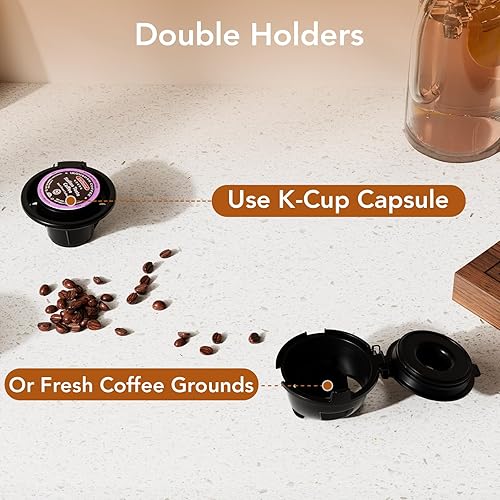 Miniatura 2 de Cafetera de una sola porción: prepara con cápsulas de café y molidos, compatible con cápsulas de café Kcup, tamaños pequeños de hasta 6, 8, 10, 12