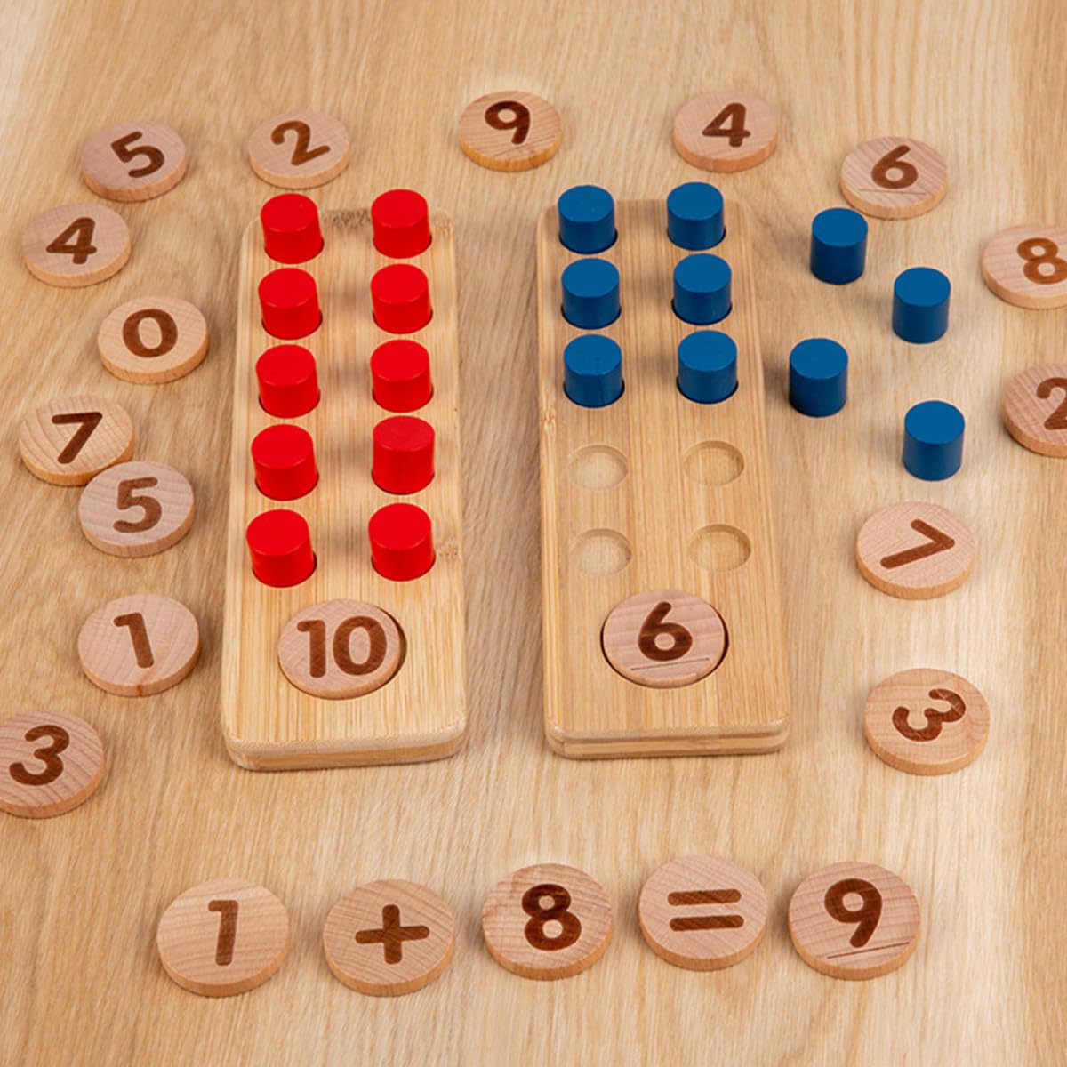 Mikinona Juguetes Matemáticos de Madera para Kit Educativo para Aprender Aritmética y Tablas de Multiplicar Juguete Didáctico Seguro para Preescolar y Jardín Infantil