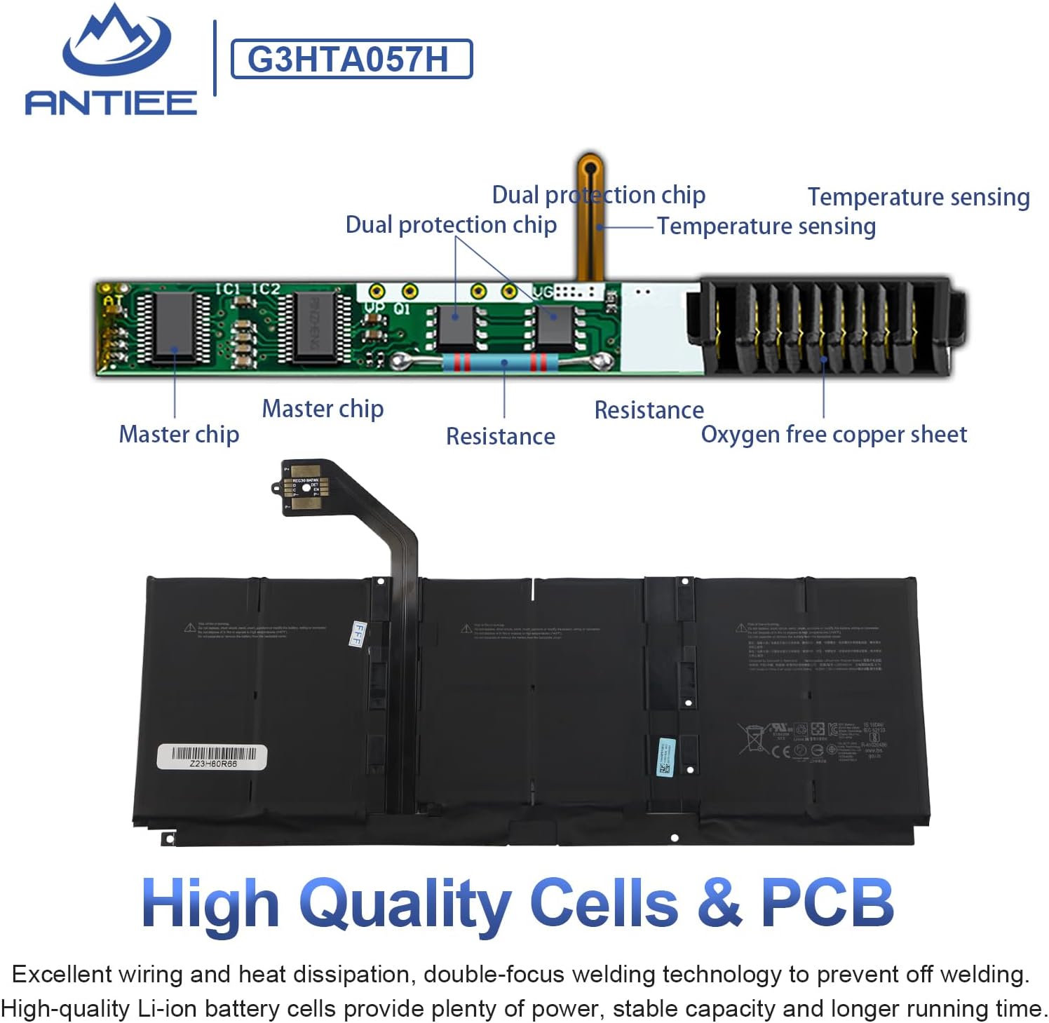 G3HTA057H Laptop Battery Replacement for Microsoft Surface Laptop 3 13 Core i5-1035G7 Microsoft Surface Laptop 3 15inch 1867 1868 1872 1873 Series G3HTA052H DYNT02 G3HTA053H G3HTA058H 45.8Wh 6041mAh image 3 of 8 B0CYPYHMFB