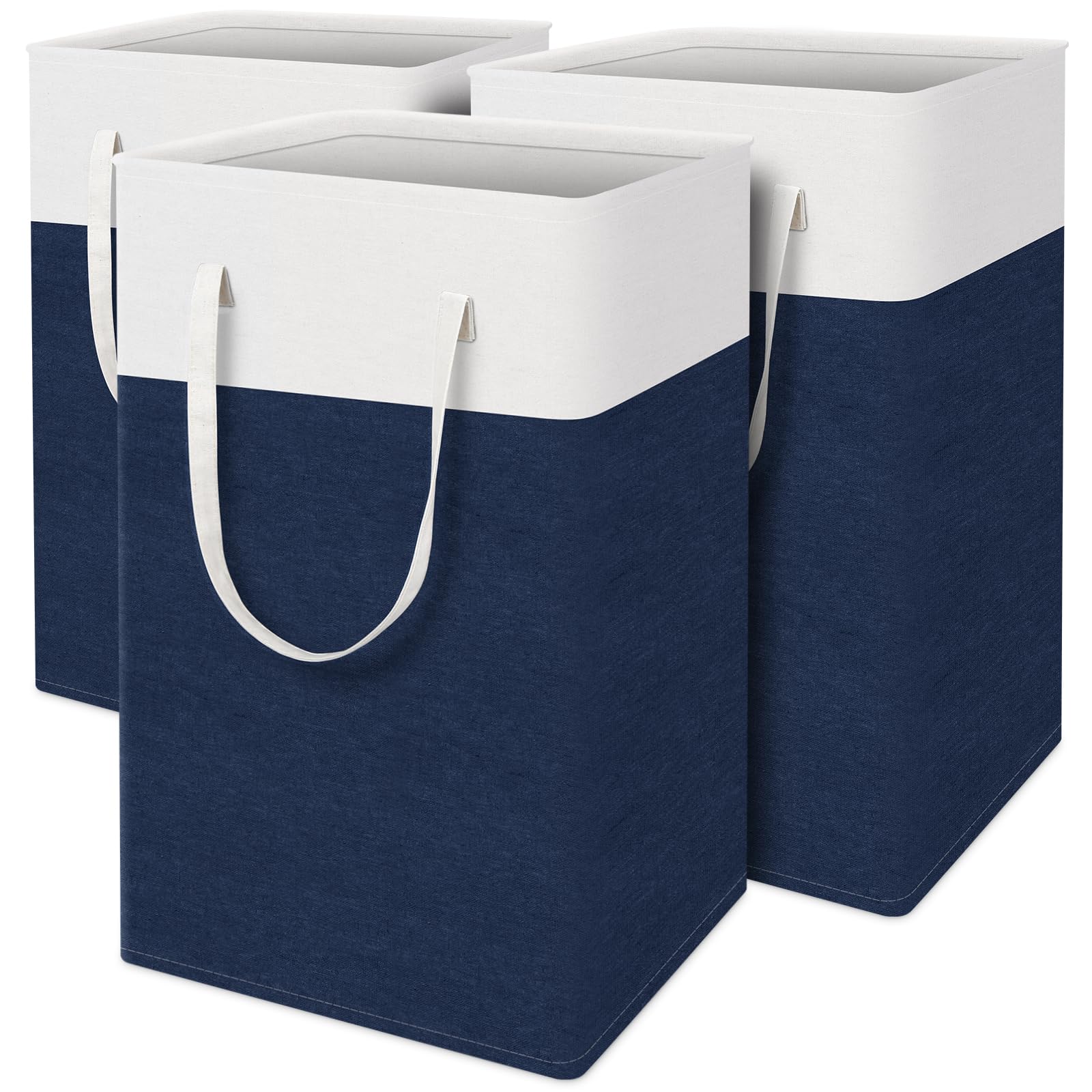 TasticTotes Laundry Basket 3-Pack, Laundry Hamper, 75L-Blue