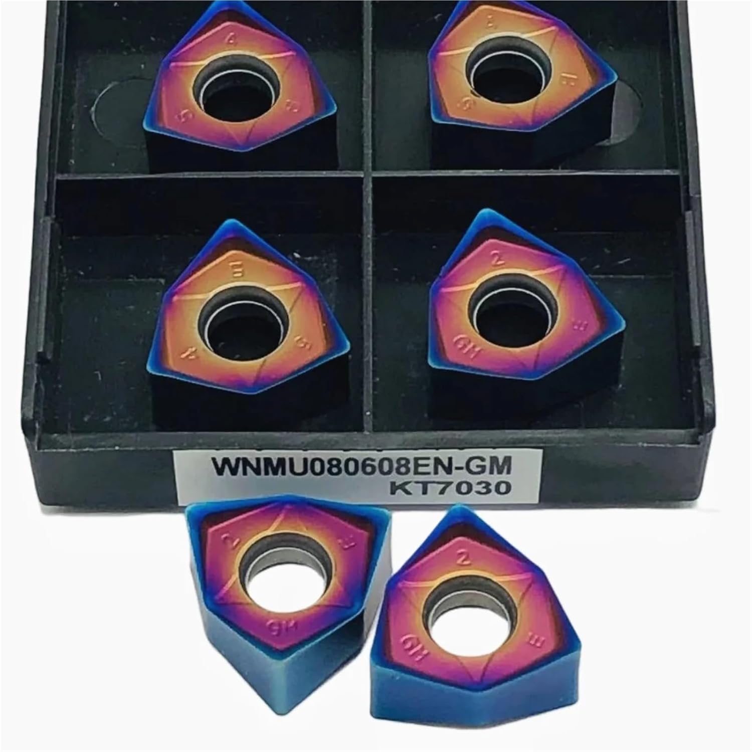 10pcs WNMU080608-GM KT7030 Carbide Turning Inserts, CNC Lathe Replacement Cutters Inserts Milling Insert for Steel