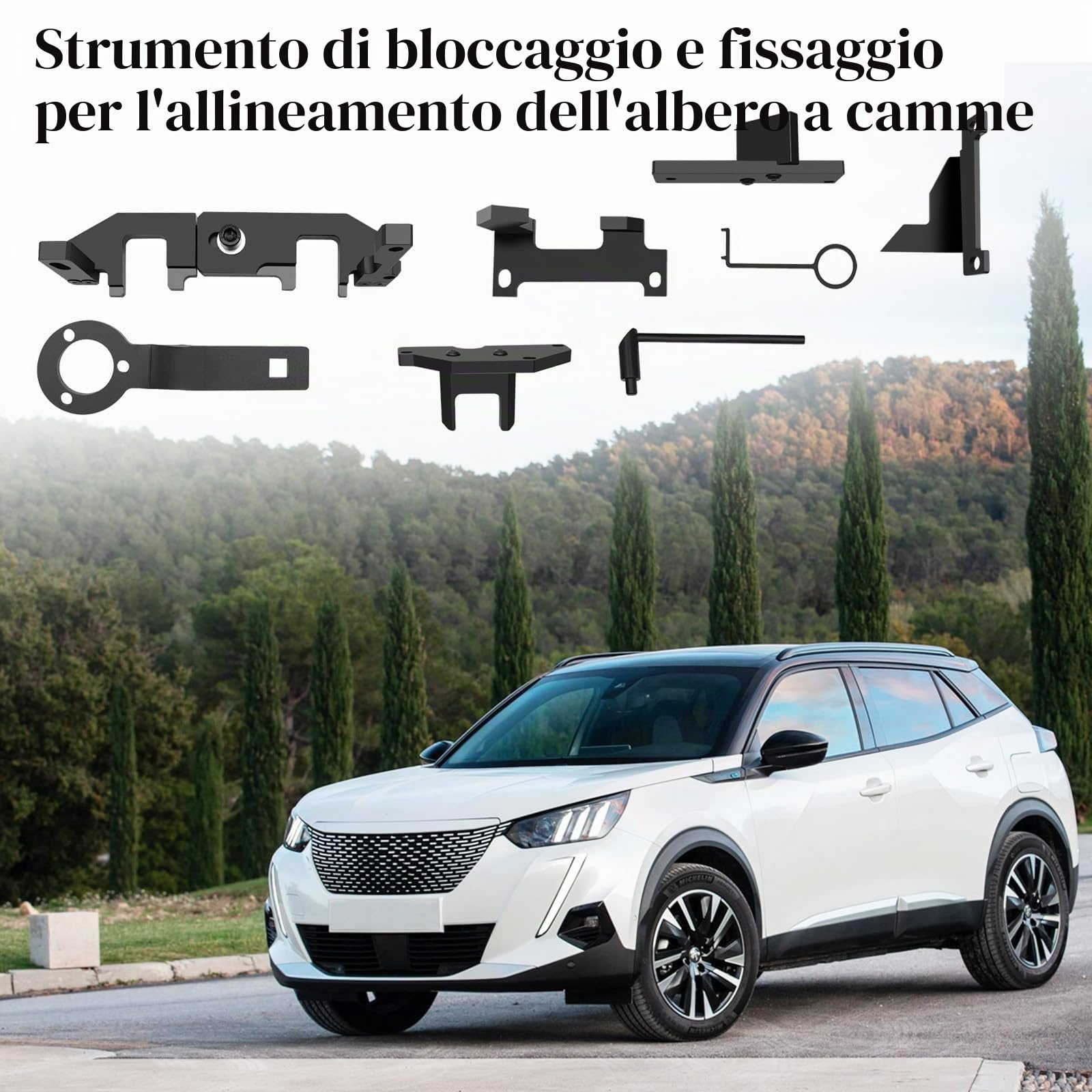 Attrezzo per Cinghia di Distribuzione Del Motore, Set di Strumenti per La Regolazione del Motore Compatibile per Citroën, Opel, PSA, Peugeot 1.0 VTi 1.2 VTi 108 208 308 2008, OEM 0109-2A, 0109-2B