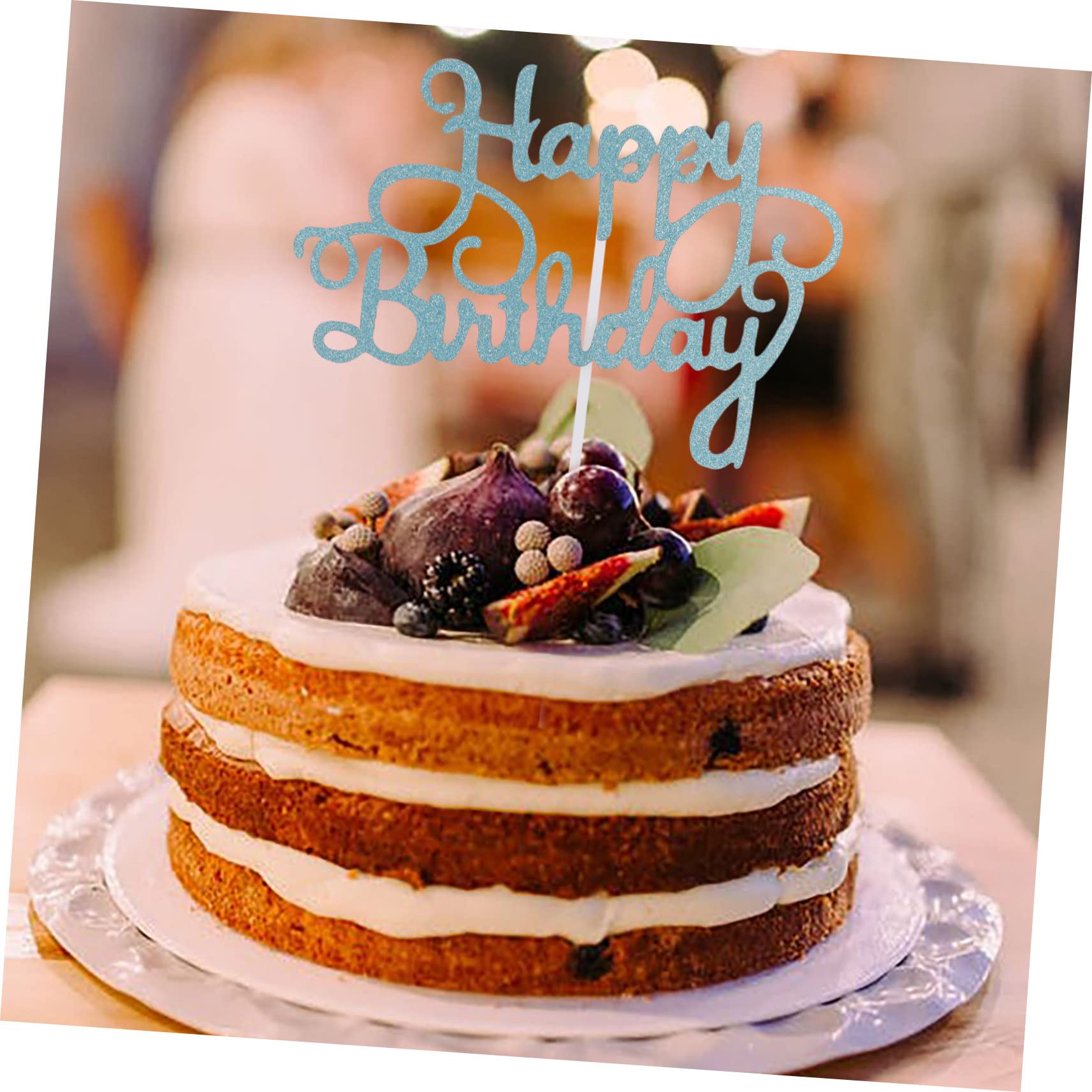 VILLFUL 2 Sets Cake Sticks Suit Edible Paper Happy Birthday Balloons Happy Birthday Topper Fruit Balloons Wedding Decor Suits Fruitcake Star Miss Paper Fan Flower Glitter