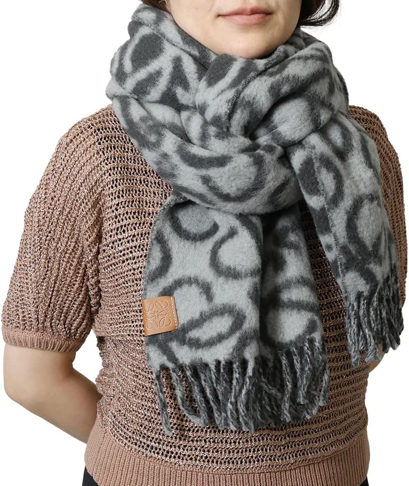 ロエベ マフラー◇LOEWE モヘア マフラー アナグラム刺繍 LOEWE