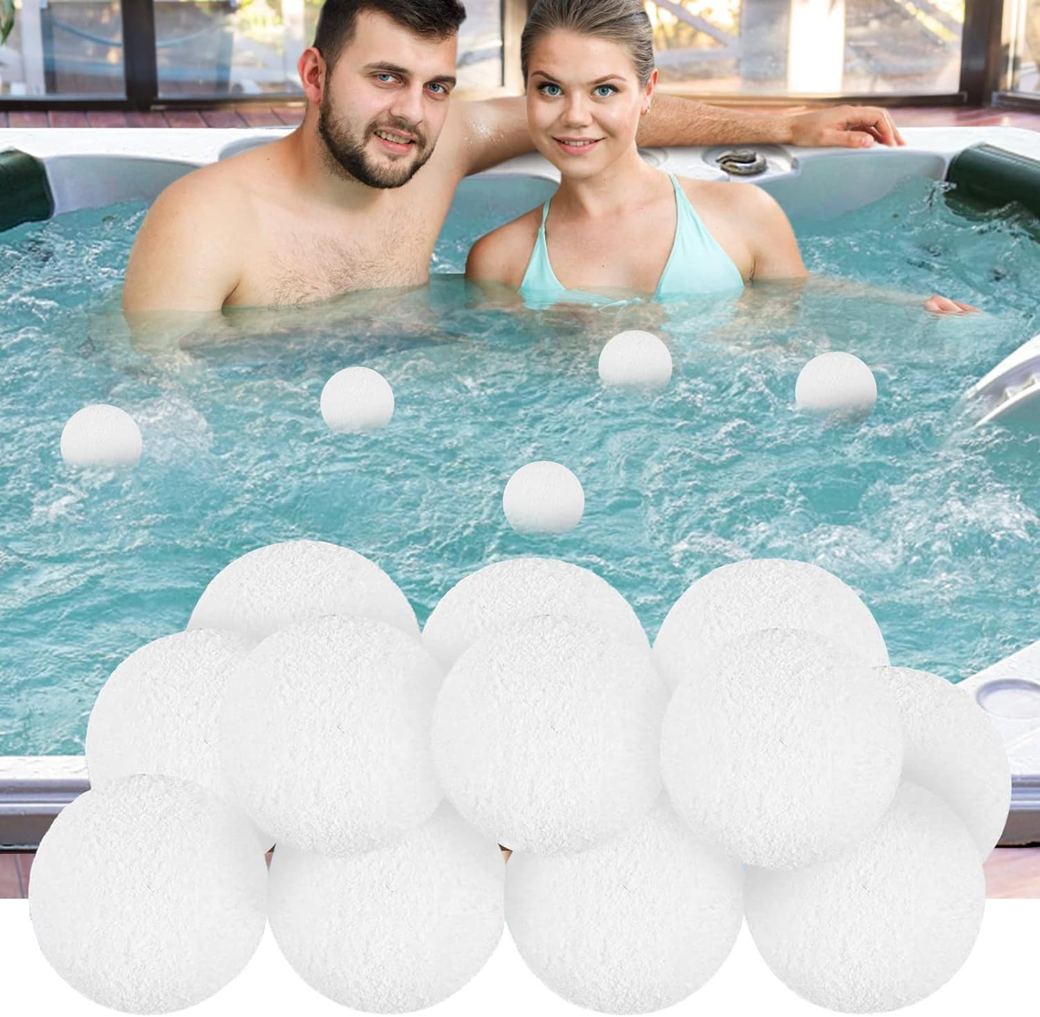 4 Pack Pool Scum Eliminator Balls, 3inch Floating Scum Absorber for Pool, Hot Tub and Spa Reusable Scum Balls with High Resilience, Efficiently Remove Oil or Debris