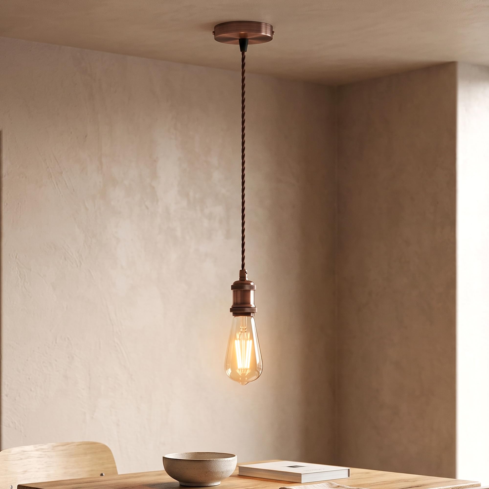 LEDSone Vintage Copper E27 Pendant Light Fitting
