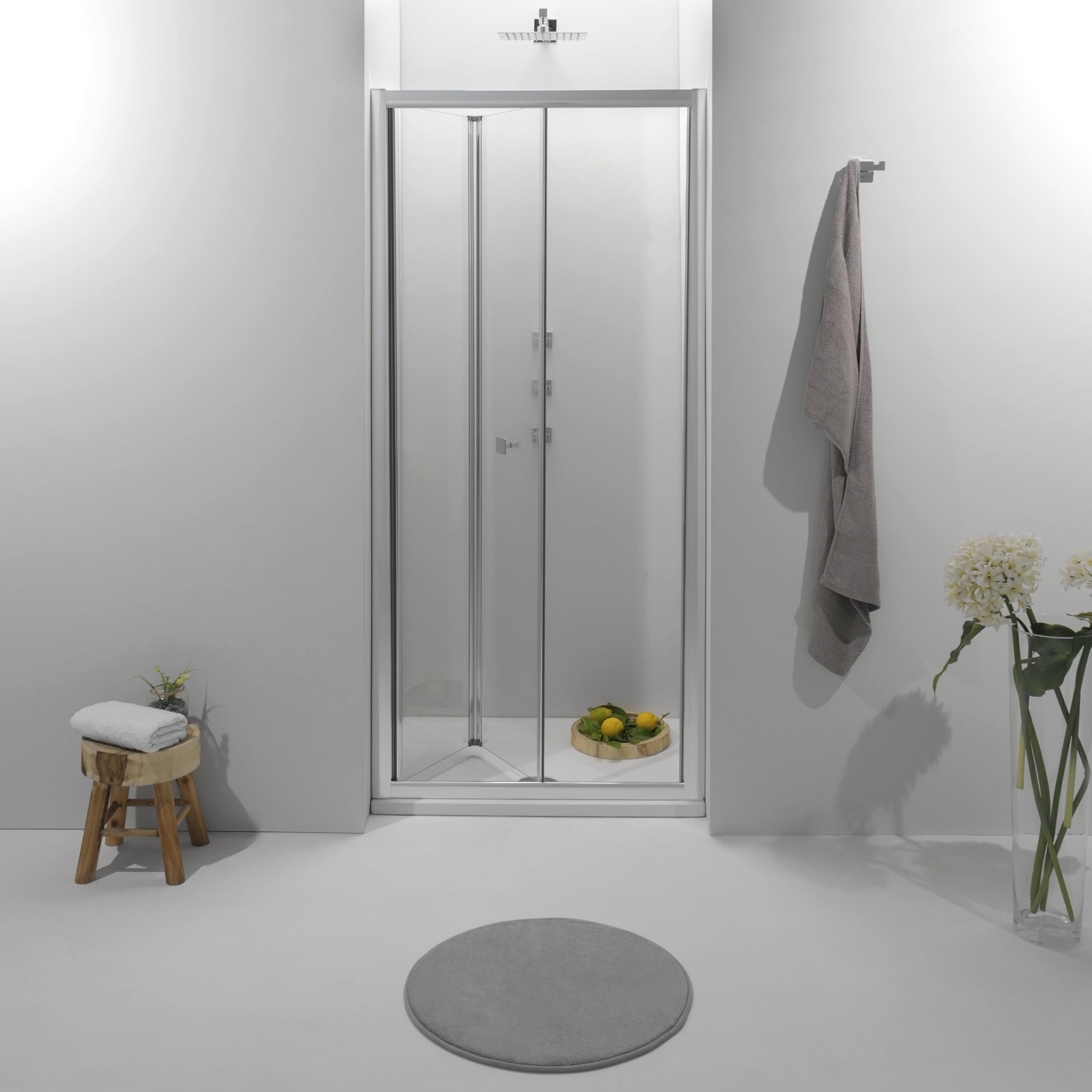 Porta Doccia a Libro 90 x 190 cm - Vetro Temperato 6 mm, Trasparente, Profilo Cromato, Apertura Pieghevole Salvaspazio, Chiusura Magnetica e Reversibile - Facile da Installare e Pulire