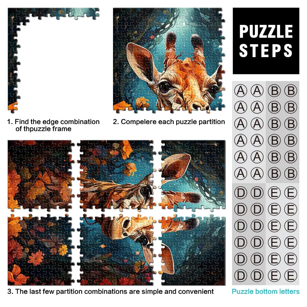 Puzzle 2000 pièces pour Adolescents Girafe dans Un Jardin paradisiaque Jeu de Quiz Offrir en Cadeau à Toute la Famille 70x100cm