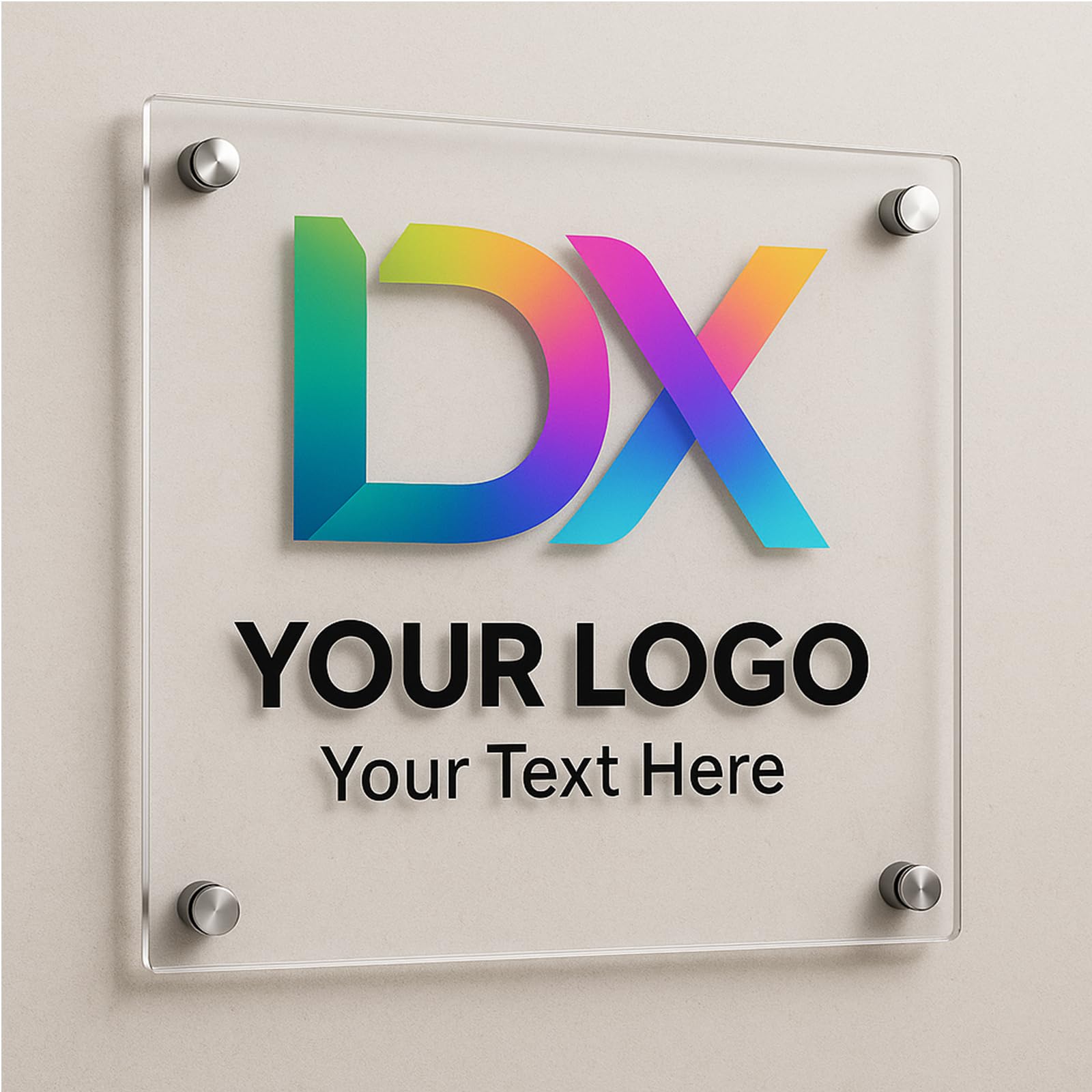 Custom Acrylic Business Logo Sign- High-Demand Branding Solution for Offices, Retail Stores & Corporate Events (Square Acrylic wall Sign)