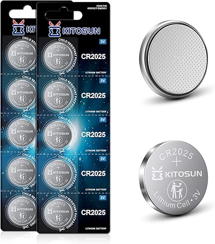 KITOSUN Pilas CR2025 de litio de 3 V, 10 baterías de litio de botón de moneda de alta calidad para llavero de automóvil, velas de luz LED, control