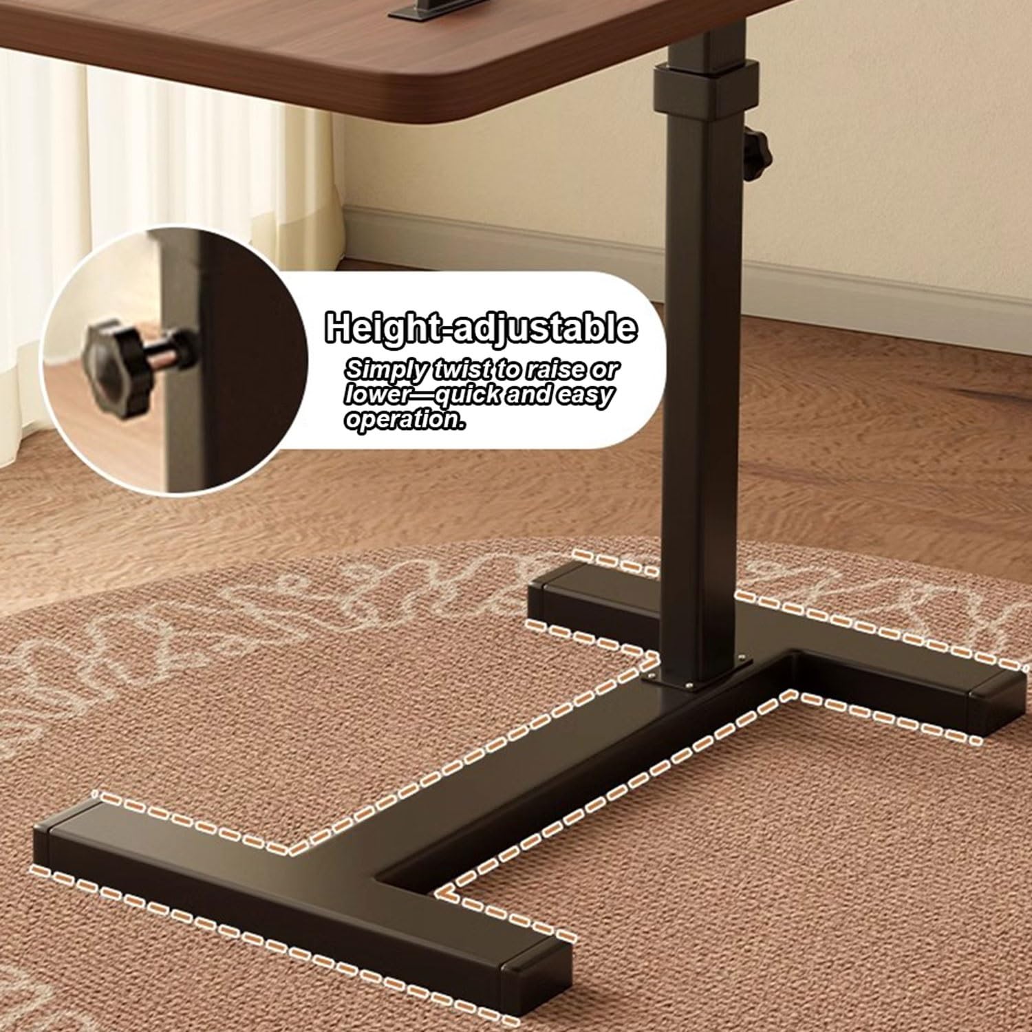 Escritorio móvil de Altura Ajustable, Mesa Auxiliar inclinable para Cama con Ruedas Ocultas, Escritorio para portátil de pie, Mesa Auxiliar para sofá, mesas con Ruedas para el hoga