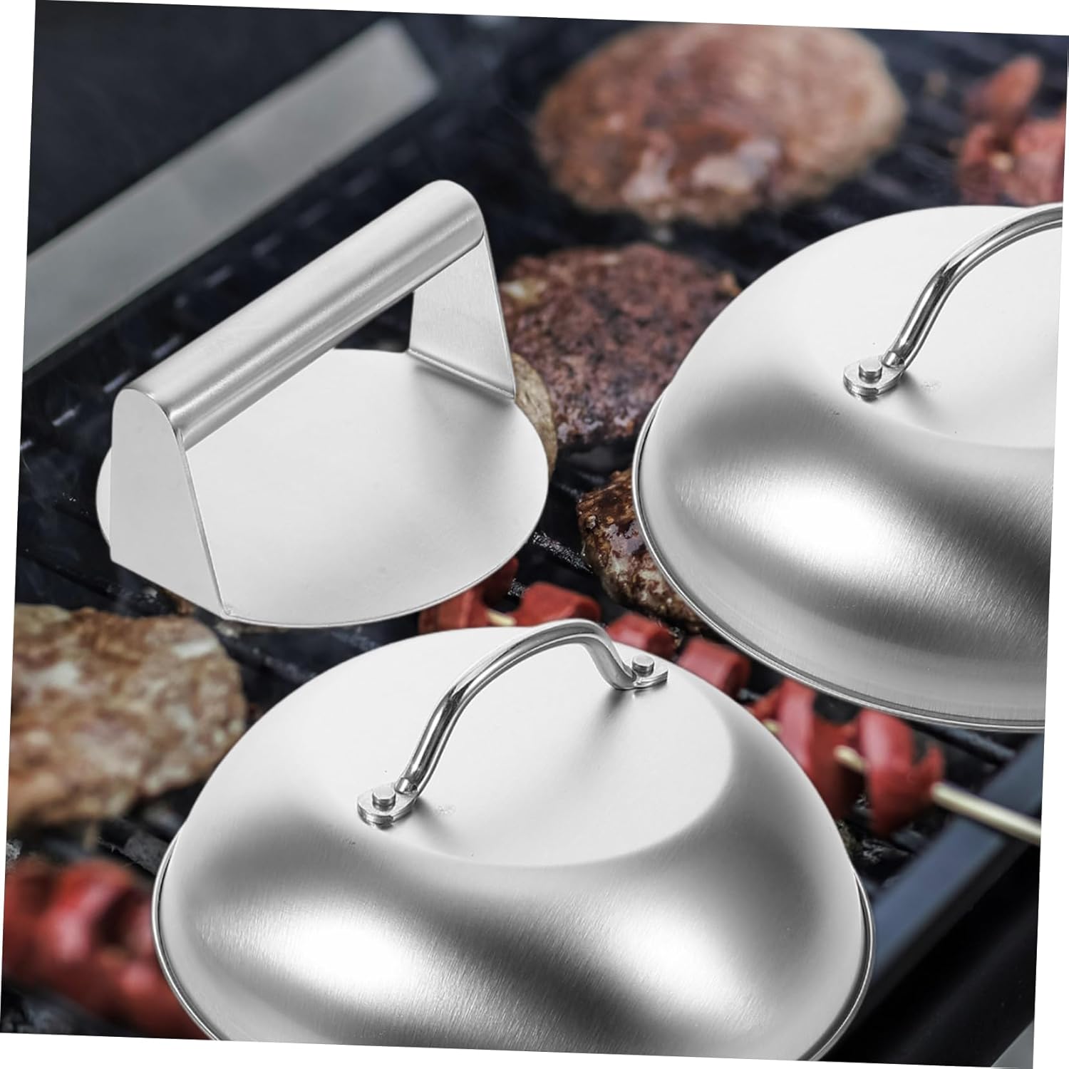 Garneck Grill Meat Press BBQ Grilling Accessory Flat Basting Cover for Burgers