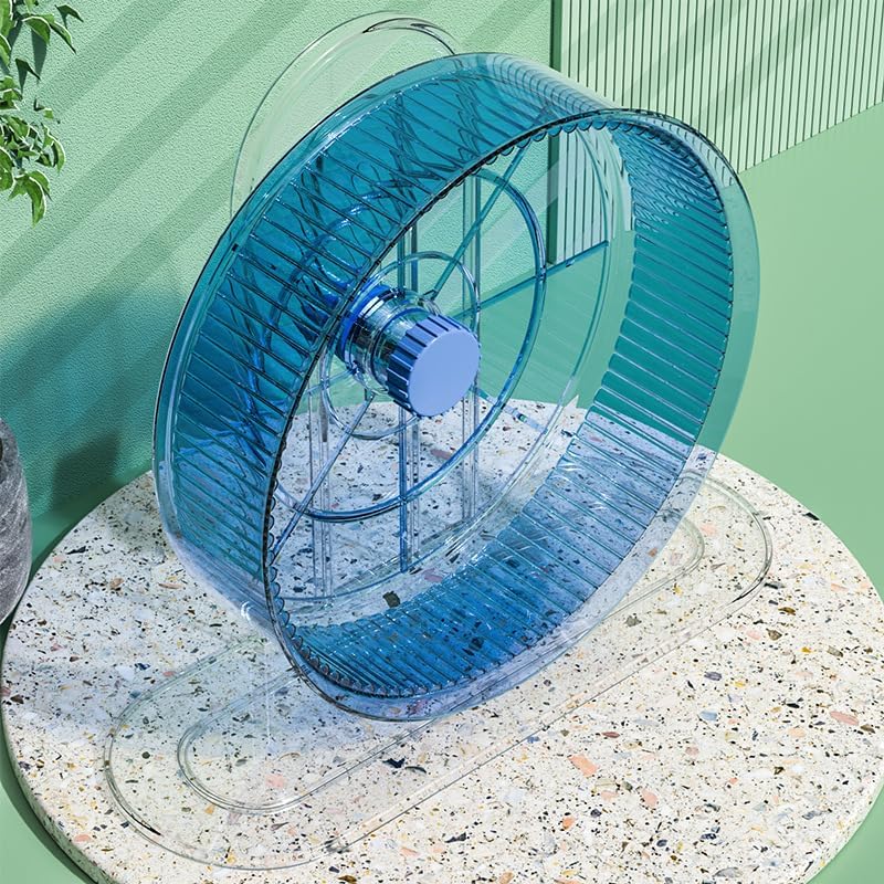 Mute Hamster Exercise Wheel, Transparent Acrylic, Multiple Colors Available, Ultra-Quiet Design for Hamsters, Gerbils, mice or Other Small Animals (Blue)