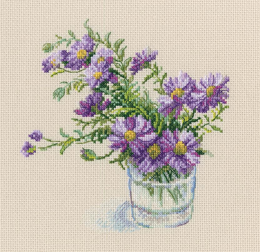 Cross Stitch Embroidery Kits for Adults Flowers, Sweet Home - Warm Peace of The Bloomy Summer 17x17.5cm/6.7x6.9 14CT