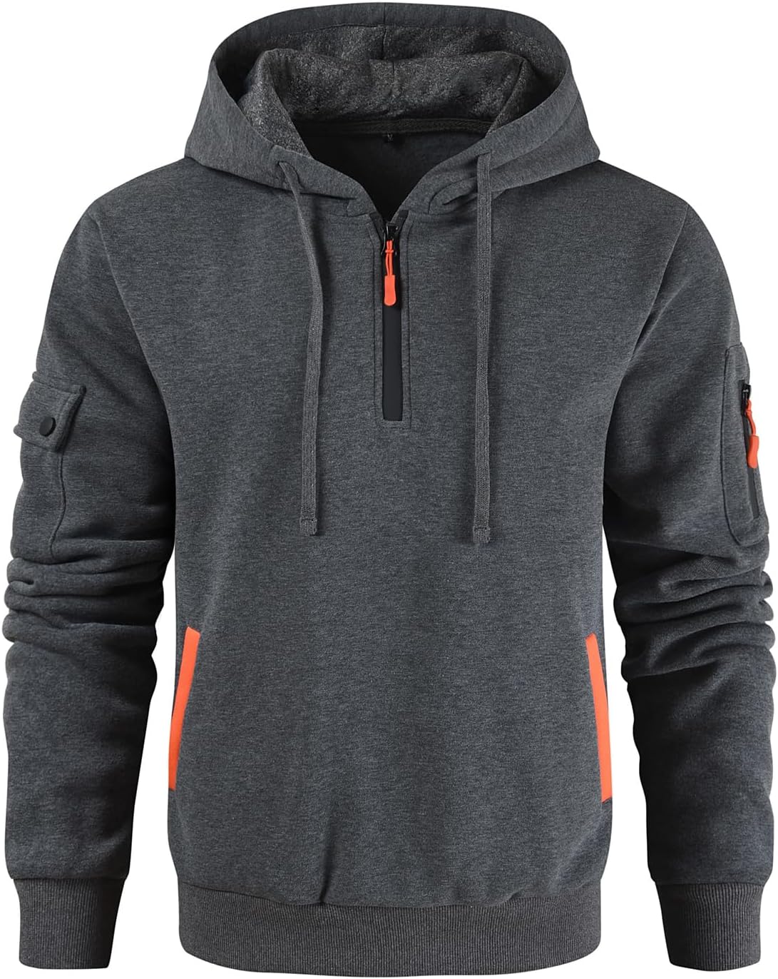 Leidowei Men's Hoodies Casual Pullover Hooded Sweatshirt Long Sleeve Quarter Zip Hoody Tops With Kangaroo Pocket