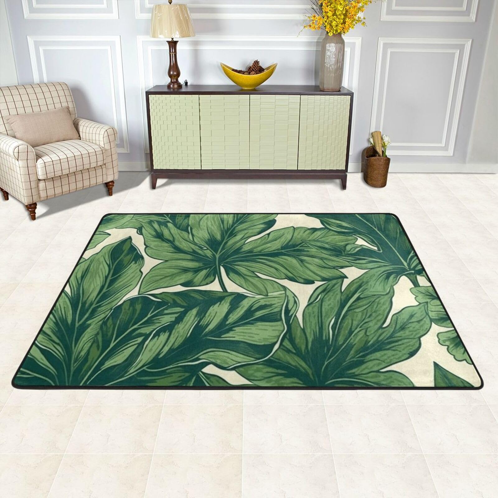 Tapis de sol salon antidérapant grand tapis intérieur lavable vert pour chambre et bureau