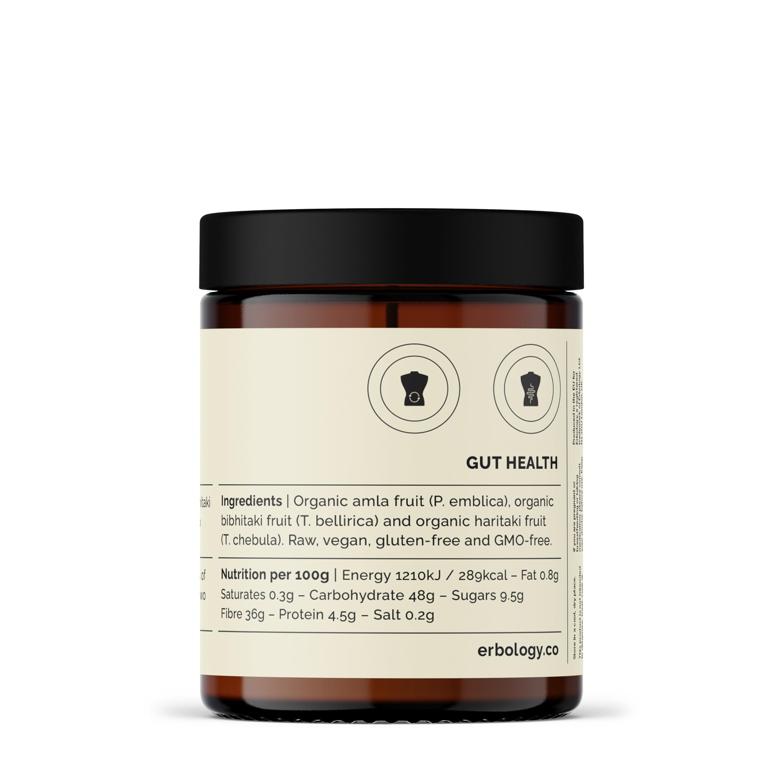 Triphala in polvere 100% biologica, 90 g, 45 porzioni, miscela ayurvedica di amla, haritaki e bibhitaki, salute intestinale, direttamente dalla fattoria in India, cruda, vegana e senza glutine, non