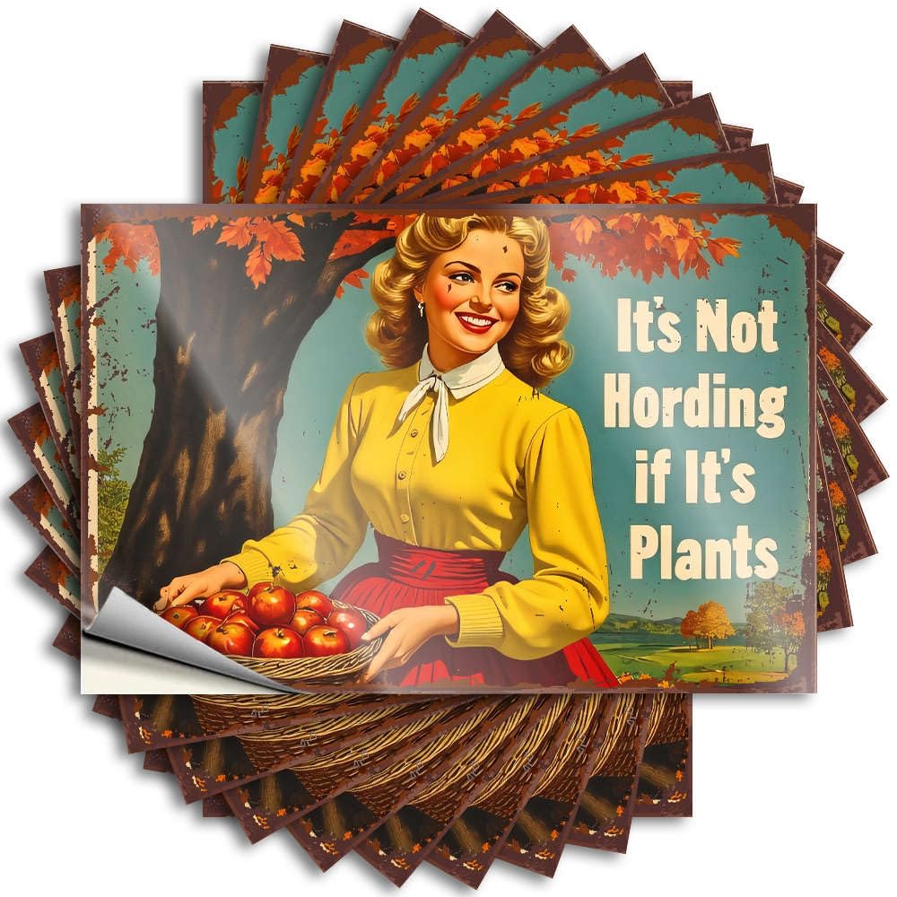 Funny Sticker Office Accessories for Men Peel and Stick - It's Not Hording If It's Plants Helmet Books Waterproof Vinyl for Drinking(6X9CM)