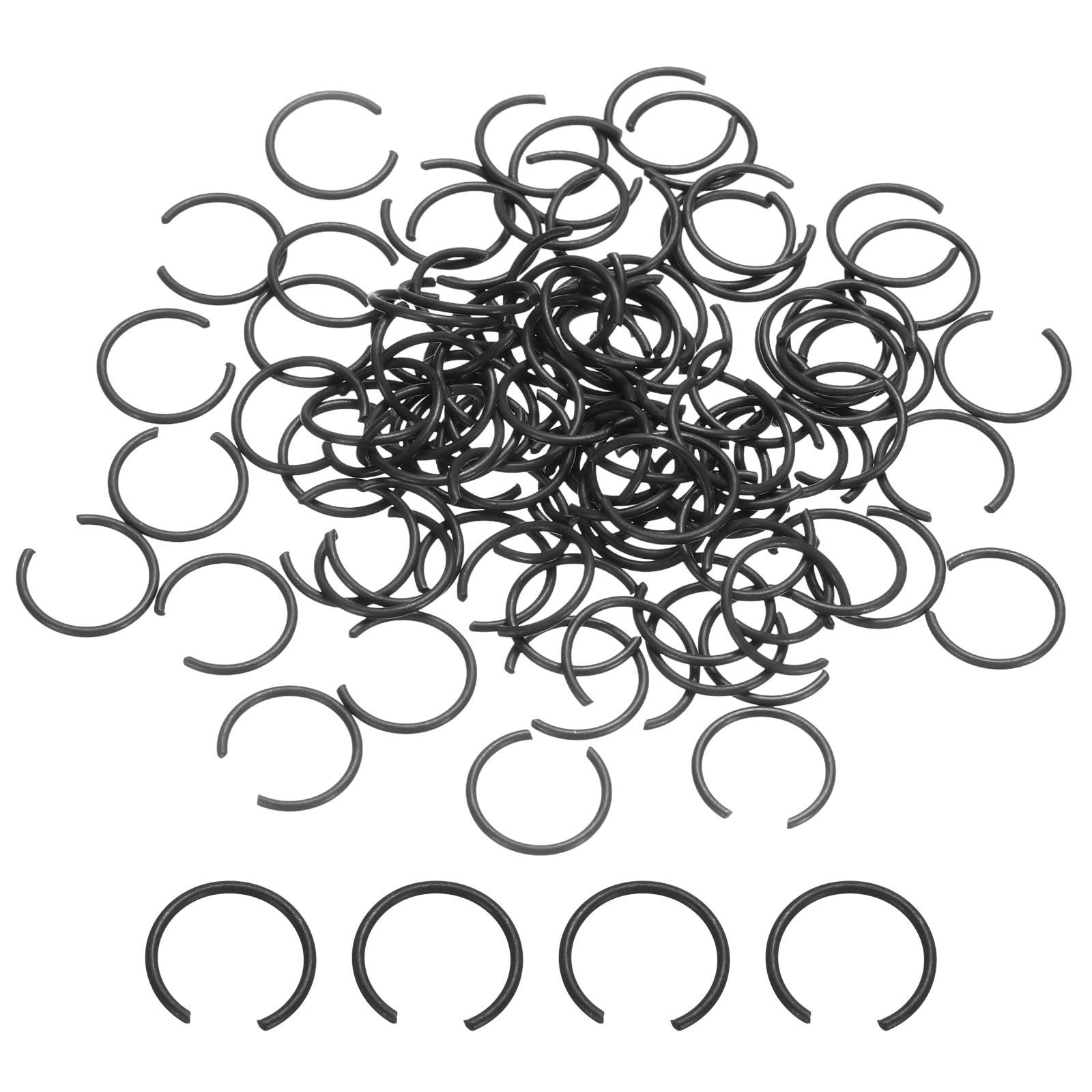 sourcing map 200Pcs Round Wire C-Clips, 70Mn Carbon Structural Steel Internal Snap Rings, Retaining Rings Round Wire Snap Rings for 9mm Hole, Black