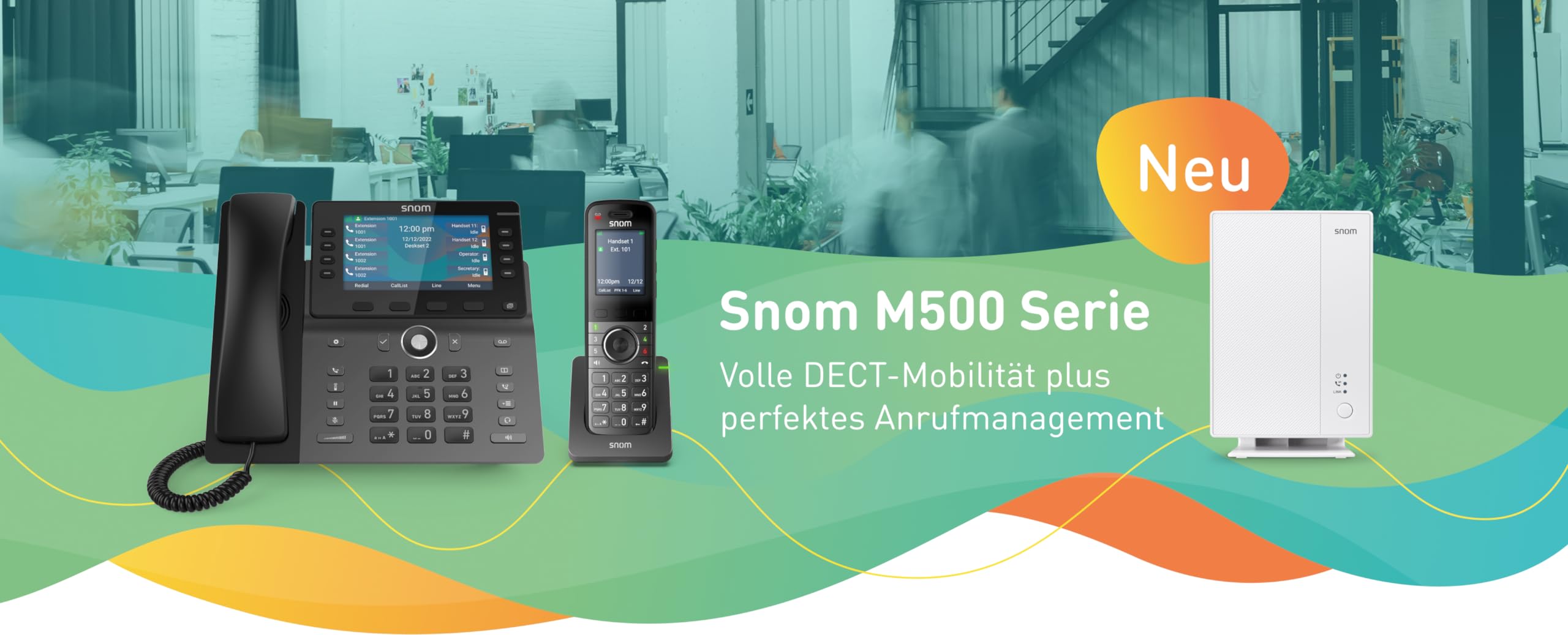 Snom M500 DECT Base Station - Cellule Double Évolutive Jusqu'à 8 Appels Simultanés, Mises À Jour sans Fil, Prend en Charge Les TéLéPhones Fixes sans Fil M55 Et M58