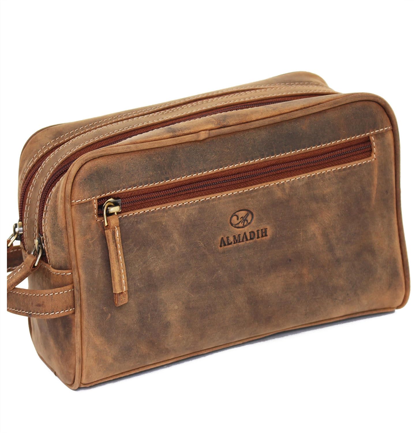 ALMADIH Pietro - Astuccio in pelle bovina di alta qualità, per penne e matite, per insegnanti e cosmetici, elegante e pratica unisex, Pietro Vintage,