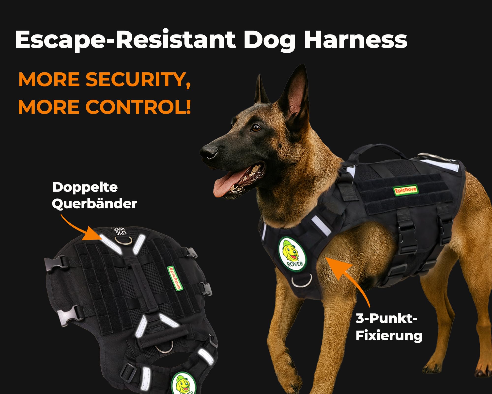Arnés para Perros medianos y Grandes – Modelo RoveVest Air, Ligero y Transpirable, Ajustable, Ideal para Paseos, Senderismo y Aventuras al Aire Libre