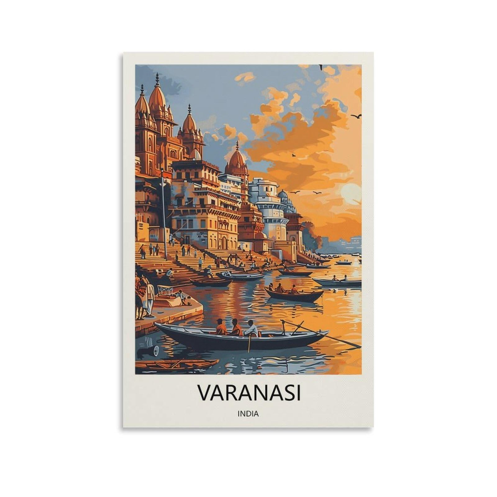 YJNENG Canvas Art Picture Varanasi India Wall Decor Art Painting Posters Modern Family Decorative Poster 08x12inch(20x30cm)