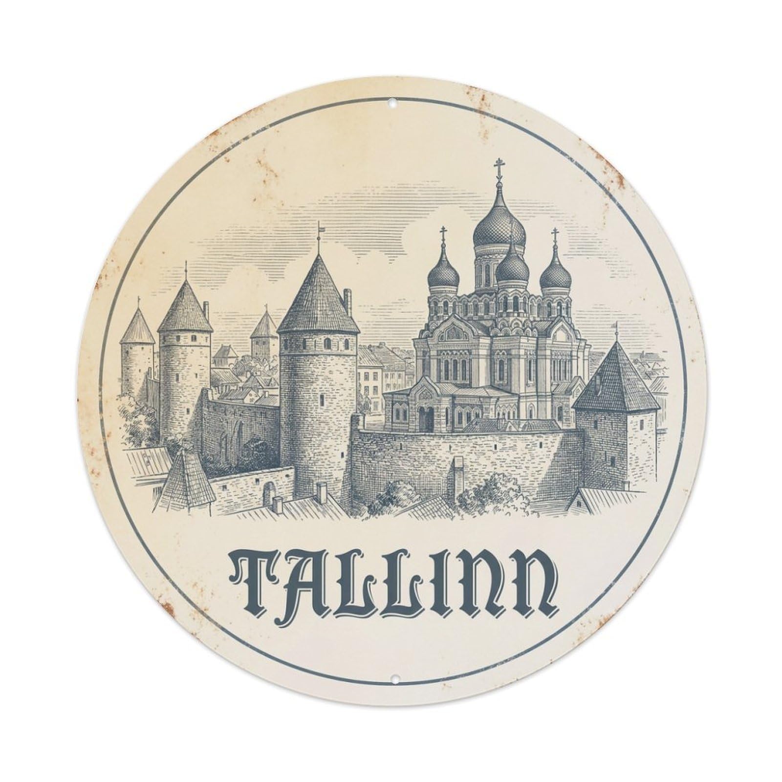 Vintage Travel Estonia Tallinn Metal Tin Sign