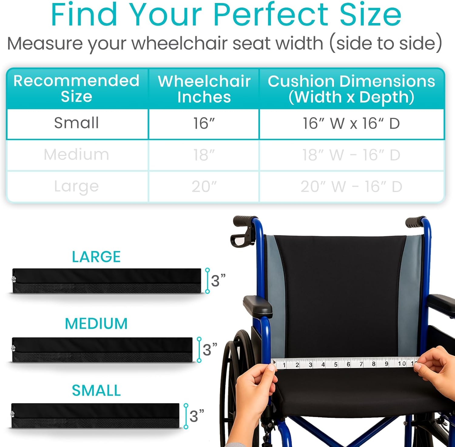 Vive Waterproof Wheelchair Cushion for Pressure Relief (16x16x3) - Washable Cover Incontinence Protection for Elderly Adults & Seniors - Memory Foam Gel Pad for Recliners, Office Chairs, Car, Travel - Image 5