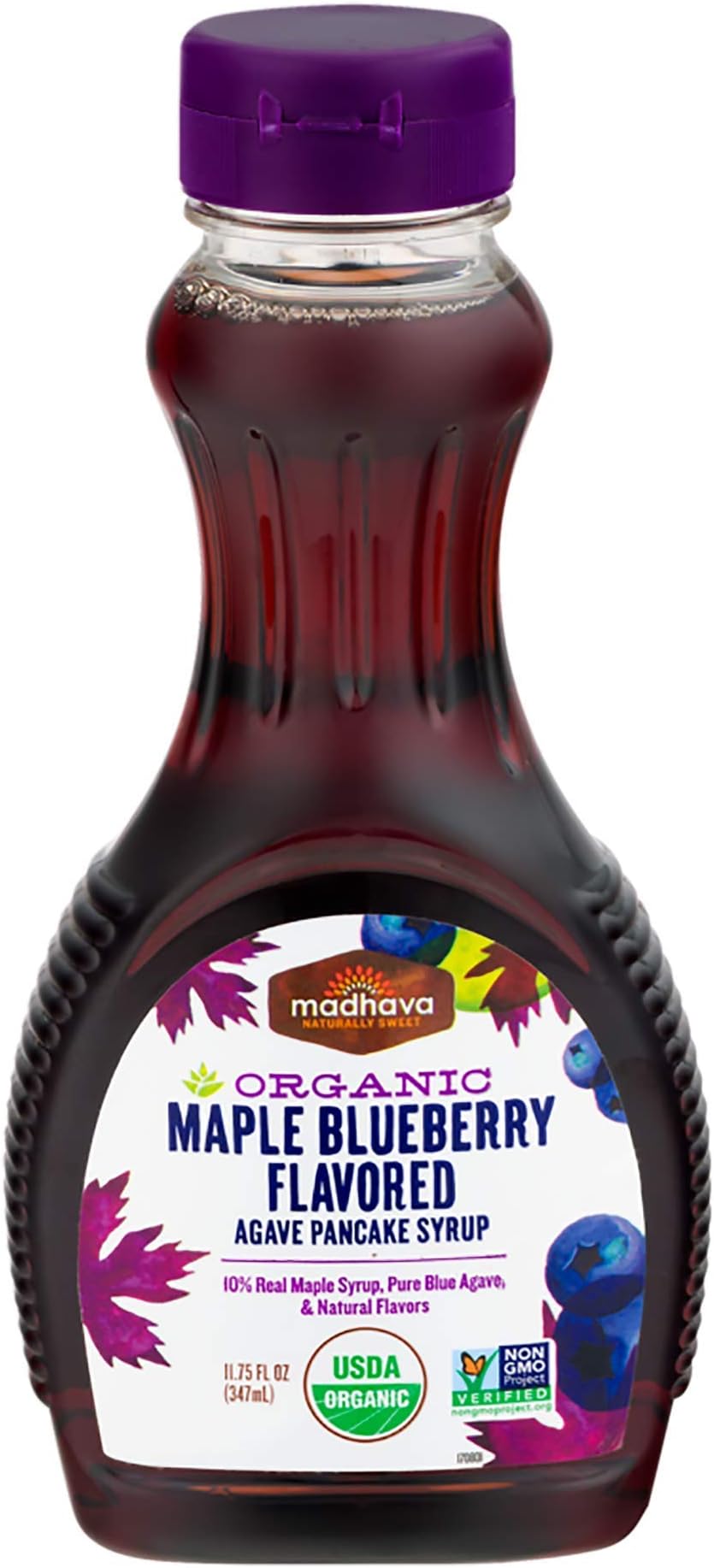 Madhava Naturally Sweet Organic Agave Pancake Syrup, Blueberry, 11.75 Ounce (Pack of 6)