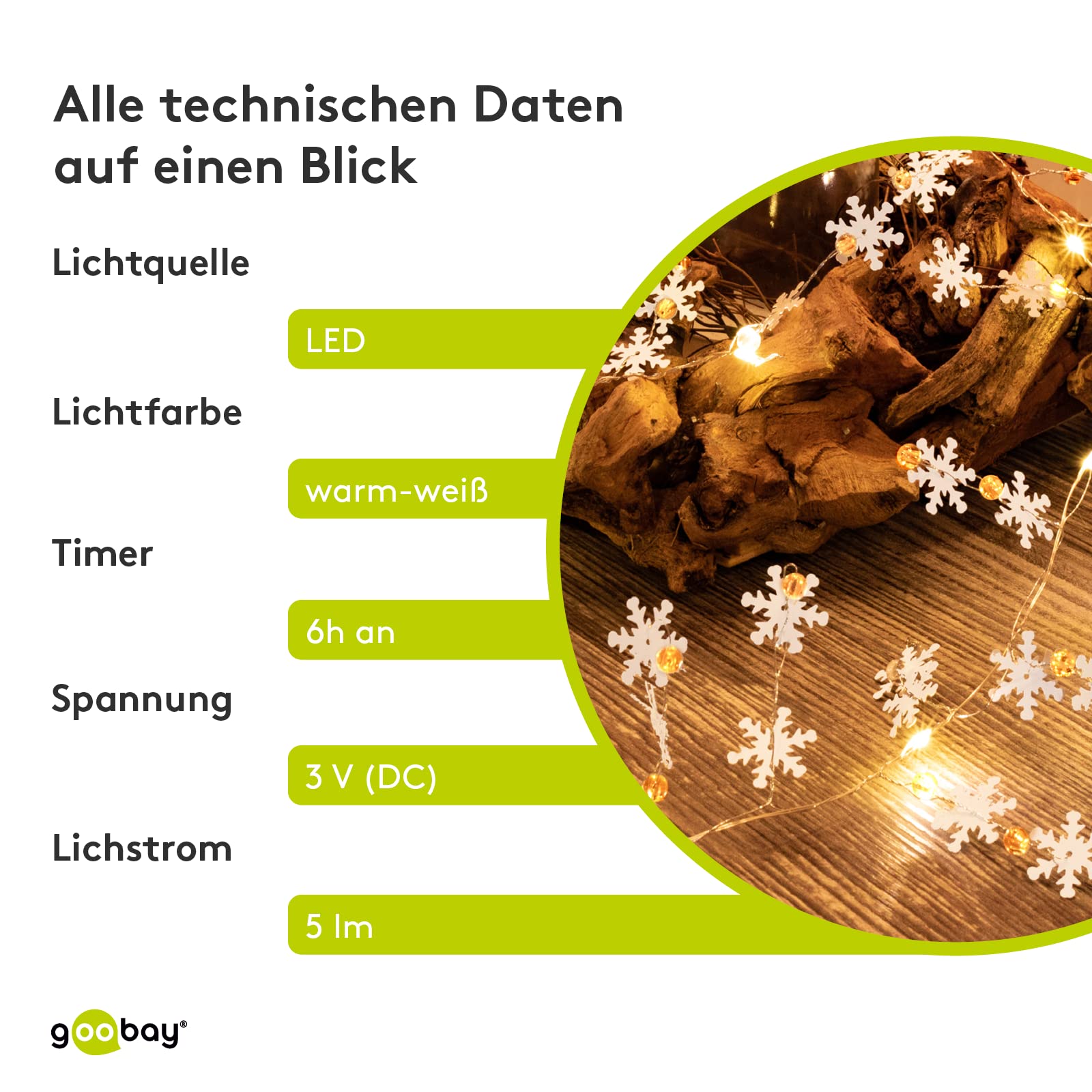 Produktbild von Goobay 80er LED-Lichterkette  Kugeln - Mit Timer-Funktion Und 2 Leuchtmodi, Warmweiß (3000 K), Batteriebetrieben, IP44 Ab 9,99 € | Preisvergleich Bei