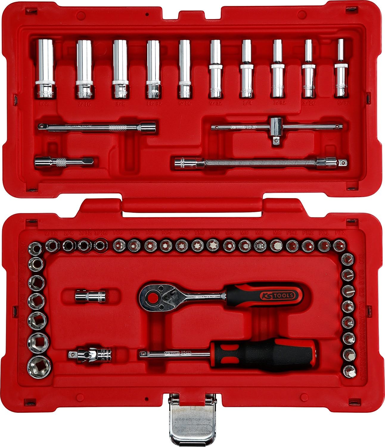 KS Tools 958.0652 1/4" Juego de llaves de vaso CHROMEplus 52 pzs