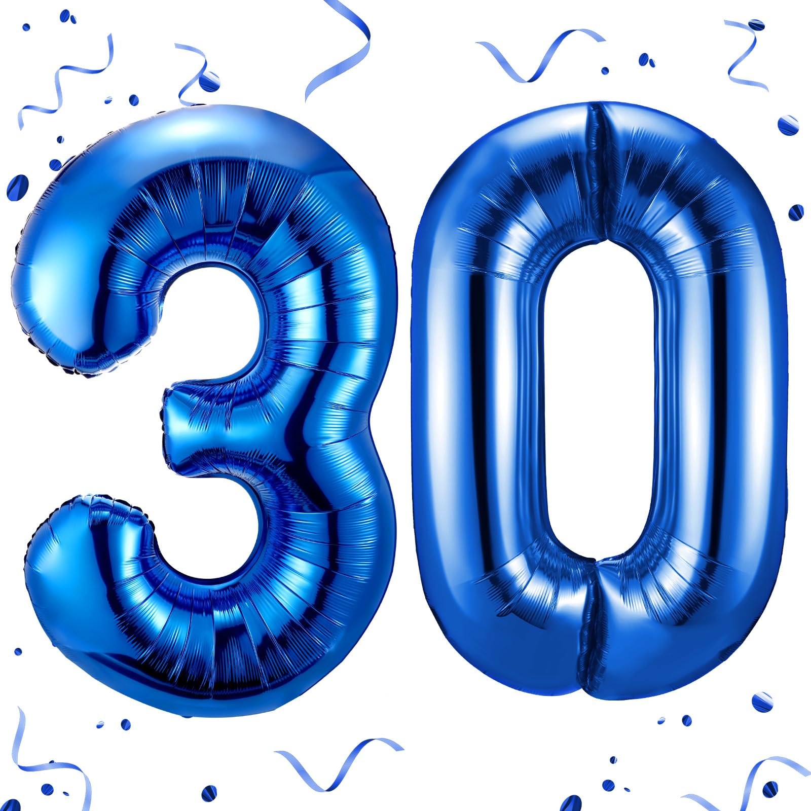 Gejoy 40 Inch Number 30 Balloons Jumbo 30 Foil Giant Number 30 Balloons for 30th Birthday Party Decorations and Rip to My 20s Anniversary Event(Blue)