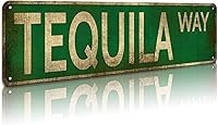 KooLL Tequila Way Vintage Rustic Metal Tin Street Sign - Funny Retro Wall Decor 4x16 Inches Bar Man Cave