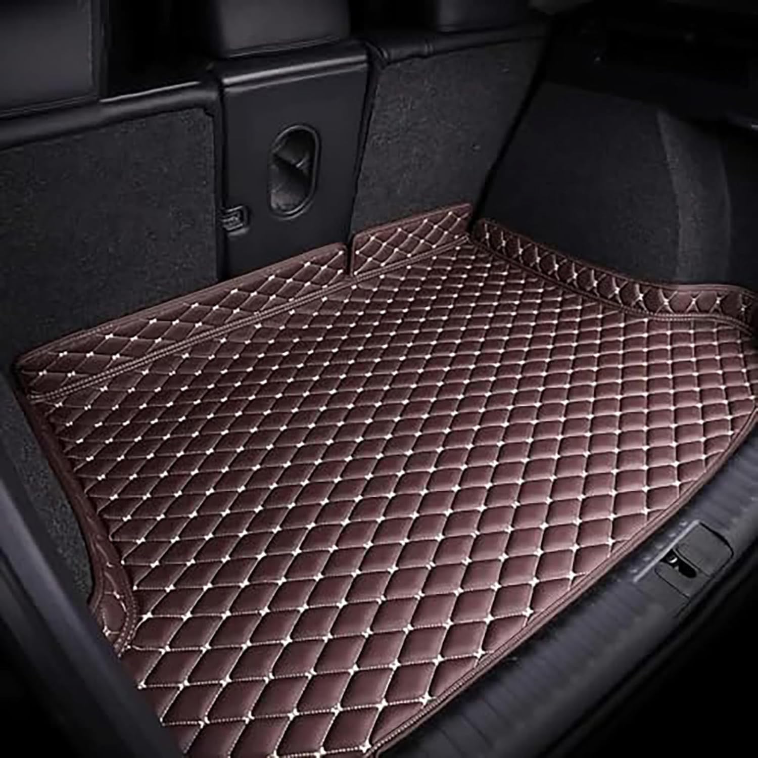 TFIUMCRGW For Jaecoo J5 E5 EV 2025 Car Boot Liner, Premium Leather Diamond Stitched Car Boot Mat, Waterproof Cargo Liner Trunk Protector,D