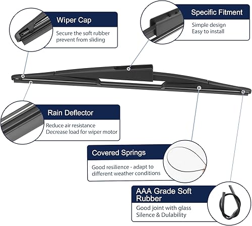 Miniatura 4 de X AUTOHAUX Repuesto de limpiaparabrisas trasero para Ford Expedition 2012-2015 para Lincoln Navigator 2009-2016