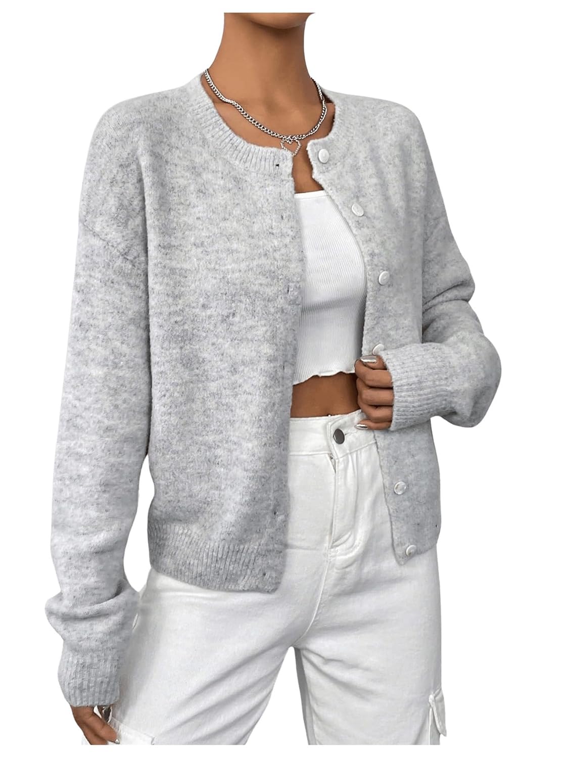 Womens Knit Cardigans Long Sleeve Button Dwon Lightweight Cardigan Sweaters Trendy Fall Outfits
