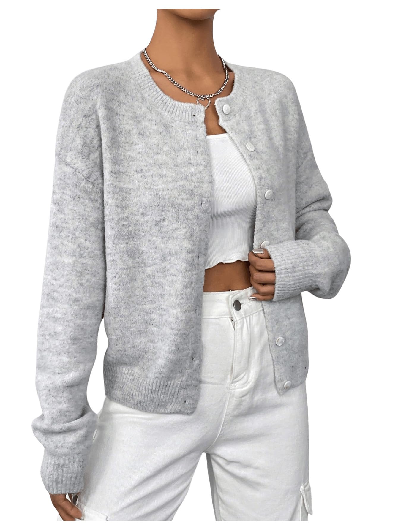 Womens Knit Cardigans Long Sleeve Button Dwon Lightweight Cardigan Sweaters Trendy Fall Outfits
