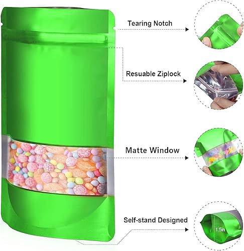 Miniatura 3 de 120 bolsas de Mylar de 5.9 x 8.6 pulgadas para almacenamiento de alimentos, bolsa a prueba de olores con ventana mate resellable para pequeñas