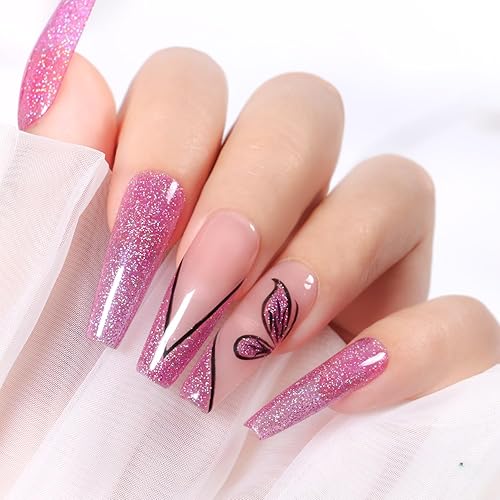 Miniatura 4 de Major Dijit Esmalte de uñas de secado rápido, esmalte de uñas de verano rojo violeta con purpurina para arte de uñas, esmalte de uñas regular, 0.41