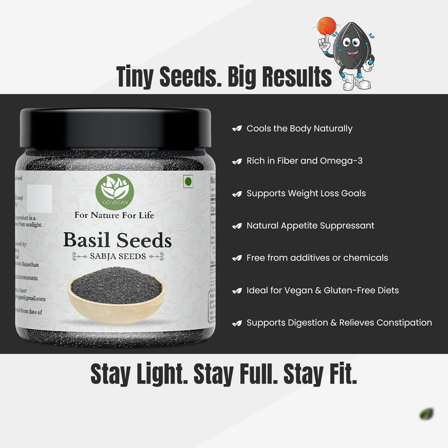 Buy Now Go Vegan Raw Basil Seeds For Weight Loss - 300Gm | Sabja See...