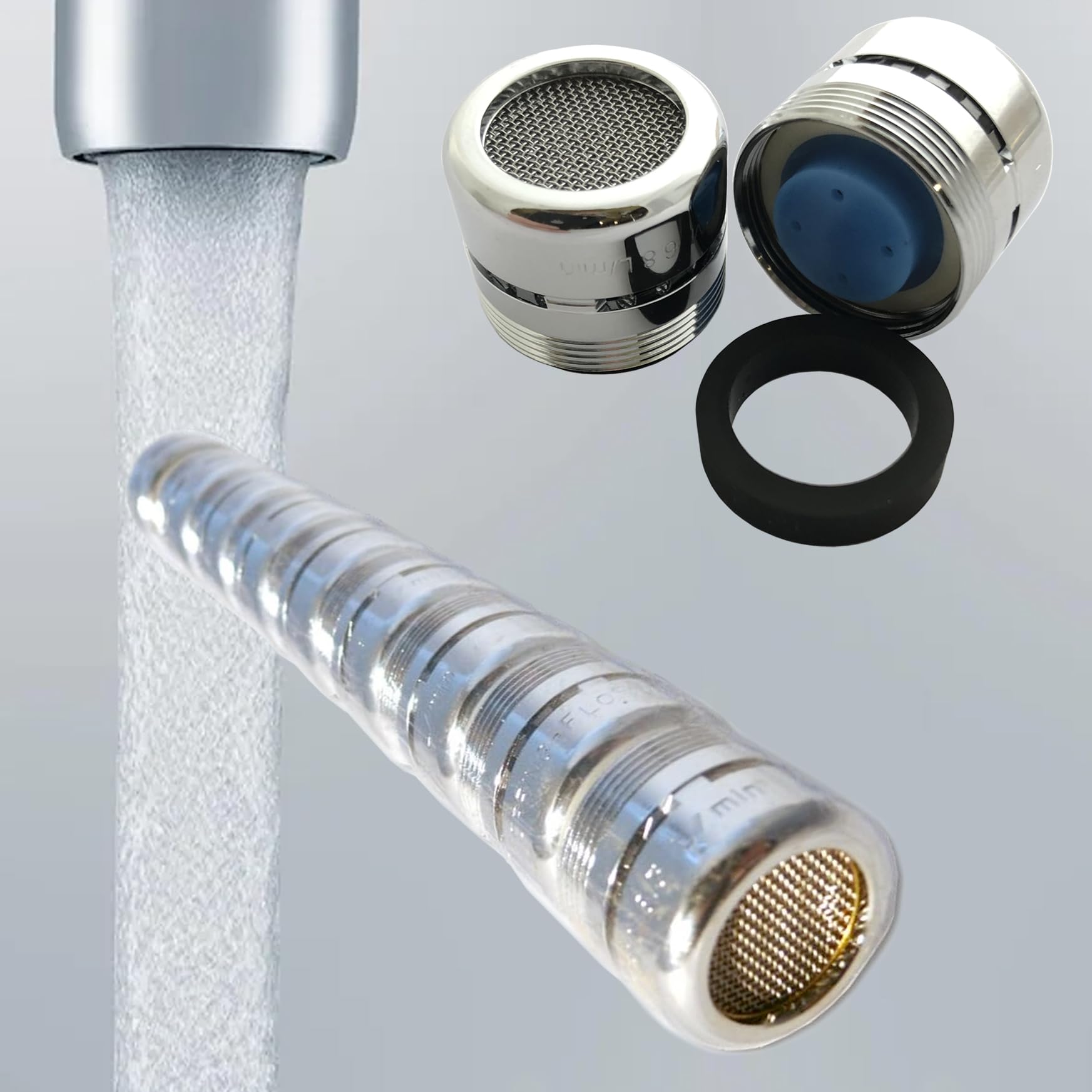 Spruzzo 1,8 gpm Aeratore Standard Flusso Flusso Rubinetto Regolare, Doppia Filettatura Slotted 3 Schermi (confezione da 8)