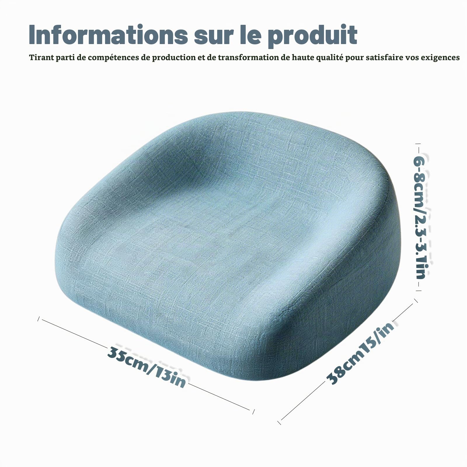 Coussin Rehausseur Chaise Enfant, Enfant Réhausseur Enfants Chaise, Rehausseur De Siège, Lavable, Démontable, Hauteur 6 À 8 Cm Pour Les Repas Des Jeunes Enfants, Bleu