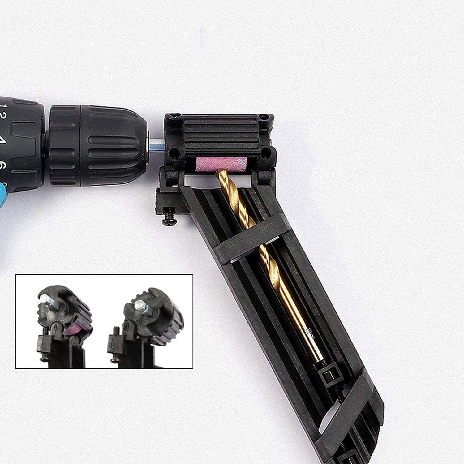 Drill Bit Sharpening Tool Portable Diamond Drill Bit Grinder for Drill Polishing Wheel Drill Bit Sharp Sharpener Universal Fits 1/4” (6.35mm) with Extra Corundum Grinding Wheel Screwdriver Wrench - - 