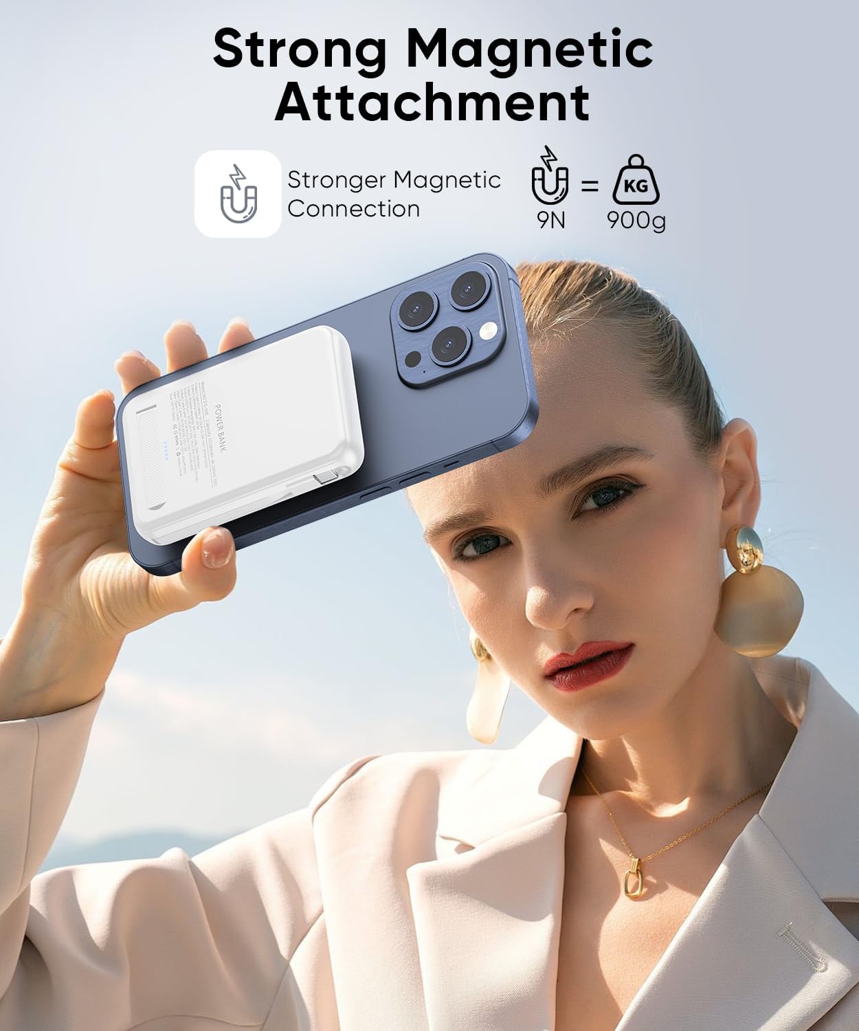 Magnetic Power Bank 12000mAh for Magsafe Portable Charger, 22.5W Fast Charger Wireless Battery Pack with Built in Cables, for iPhone 16/16 Plus/16 Pro/16 Pro Max iPhone 15/14/13/12 Series - Image 4