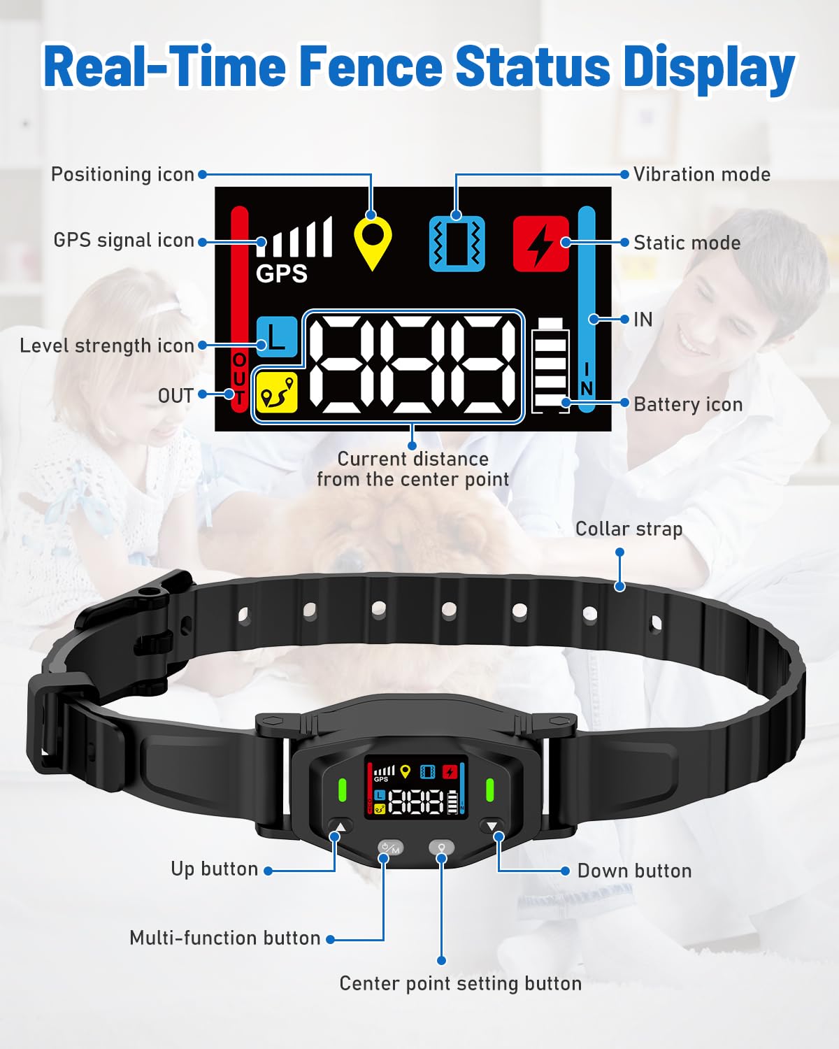 Valla inalámbrica GPS para perros con rango de 25-999 yardas, para perros de más de 18 libras | Sistema eléctrico de contención perimetral con cuello impermeable IPX7, corrección de golpes de vibración de pitido