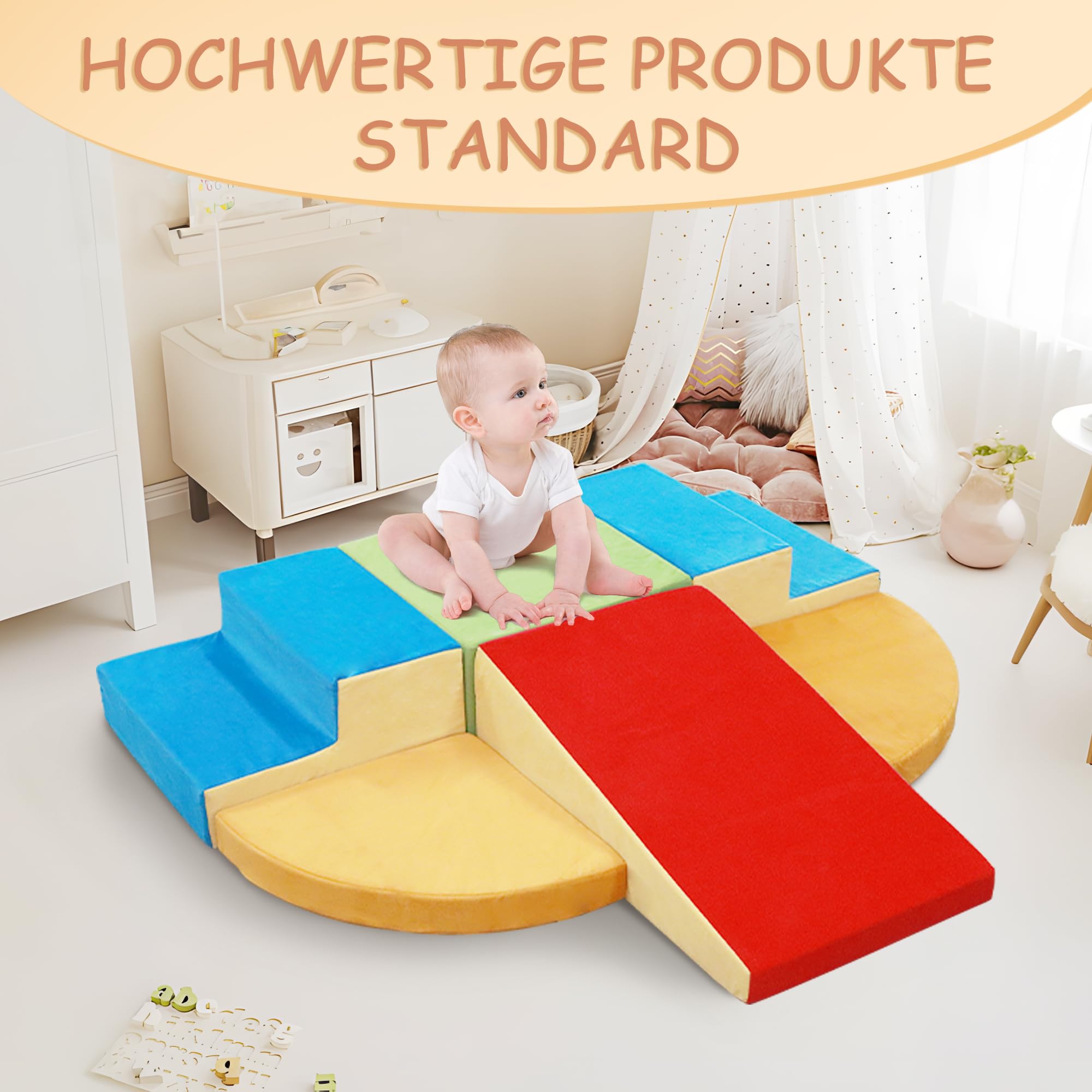 Montessori - Blocchi da costruzione in schiuma per bambini, giocattoli per bambini, custodia lavabile per divertimento al coperto, per gattonare e arrotolare, set da gioco per attività indoor
