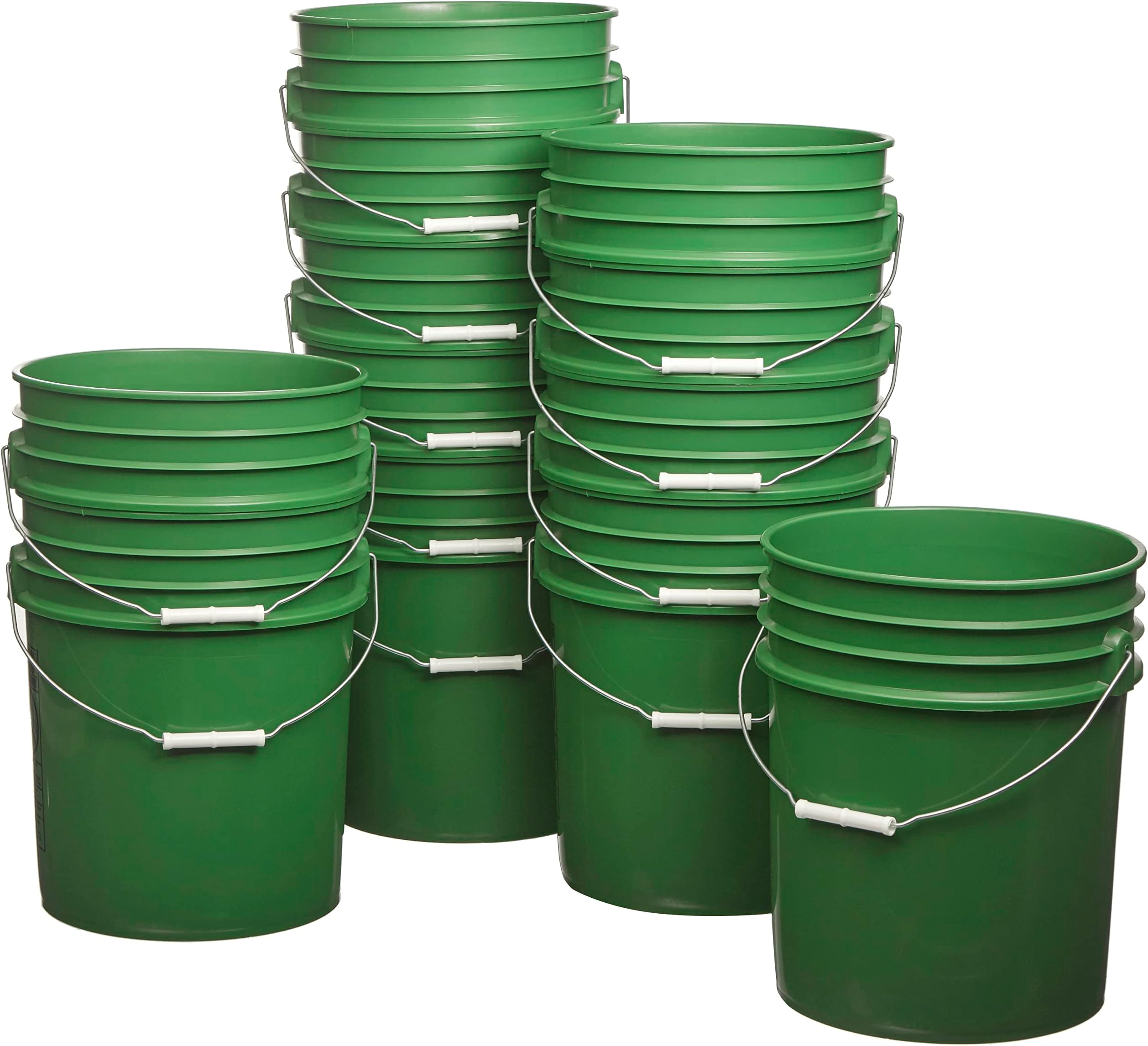 Hudson Exchange Premium 5 Gallon Bucket, HDPE (Green, 12 Pack)