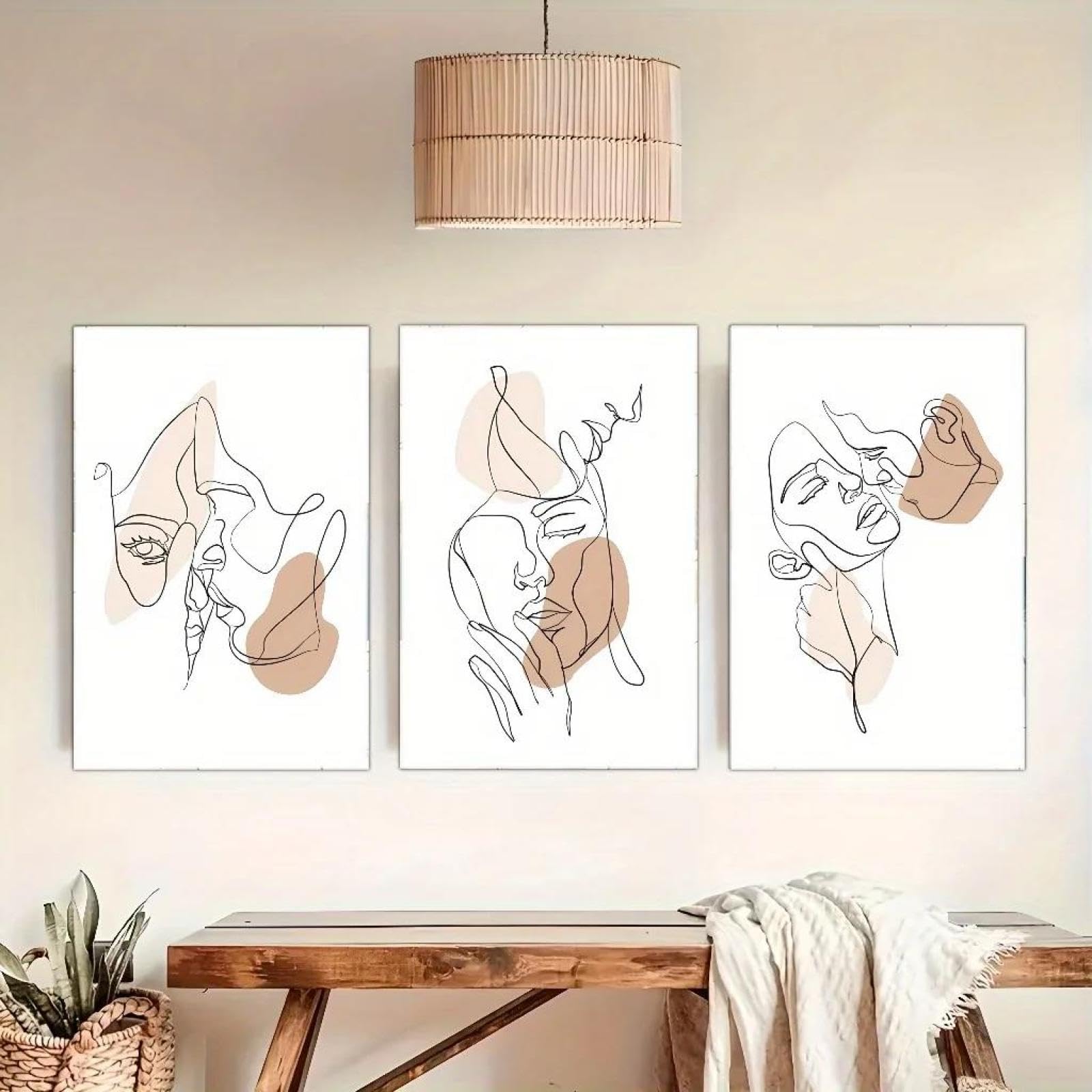 Baibexing Abstract Line Couple Canvas Painting Poster Prints Wall Art Picture For Living Room Home Decor 60X80Cmx3Pcs Unframed
